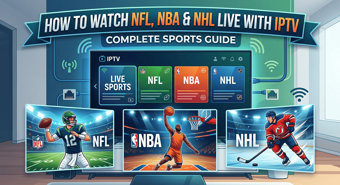 Football stadium under bright lights – live sports IPTV streaming